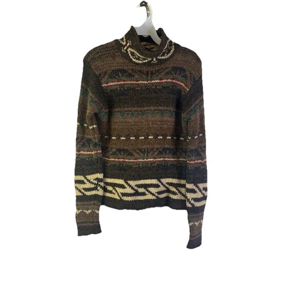 Vintage 90s Polo Sport Linen Knit Navajo Western Sweater - Picture 1 of 8